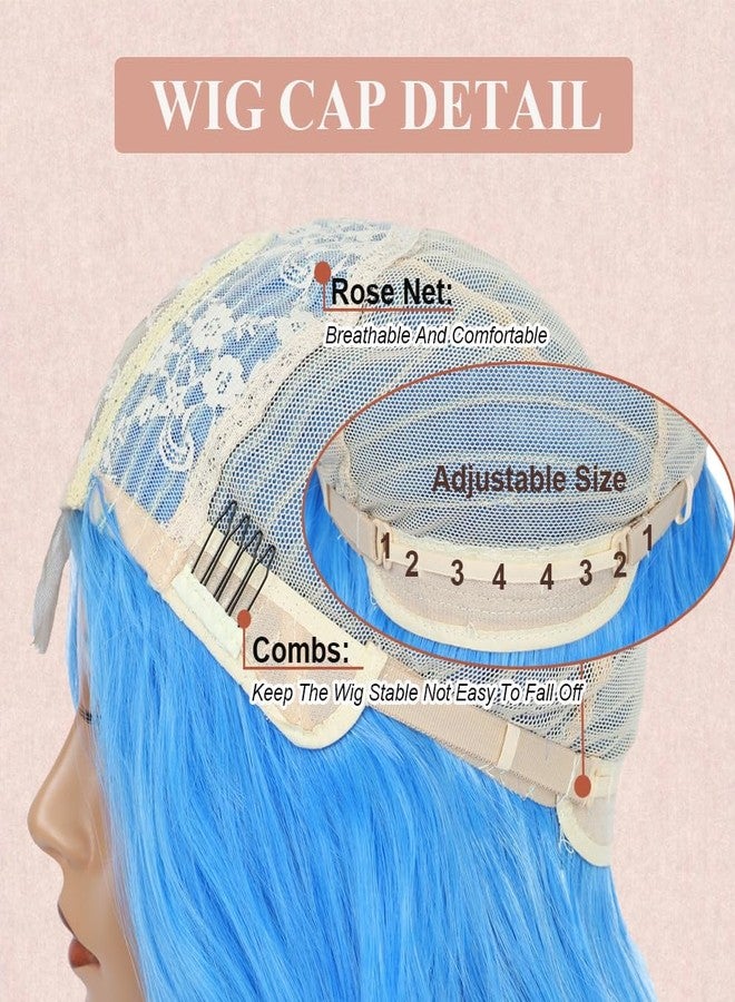 Colorful Queen Blue Wigs for Women 26 Inch Long Wavy Wig Glueless Lace Wig for Daily Party Use Halloween Cosplay - Image 4